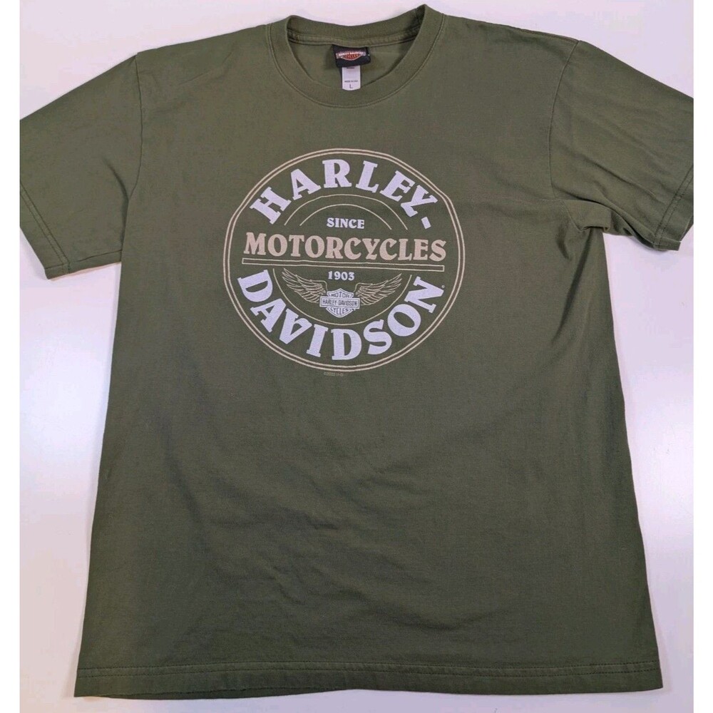 House Of Harley Davidson Army Green Milwaukee Motorcycles 1903 Size Large